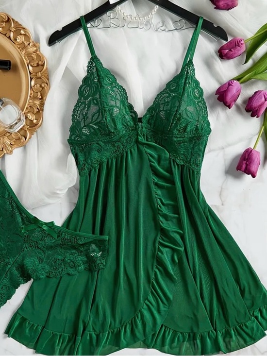 Other - Emerald Lace Trim Chemise Nightdress - Women Intimates